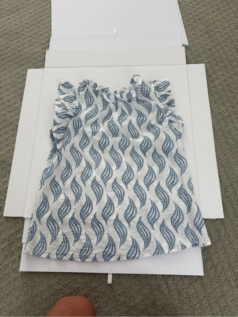 THML White Sleeveless Top with Blue Wave Motif